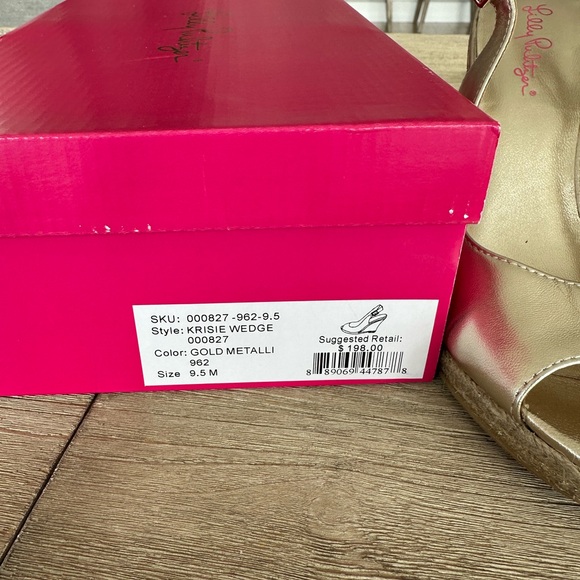 Lilly Pulitzer Gold Slingback Krisie Wedge Sandals size 9.5 - Picture 5 of 6